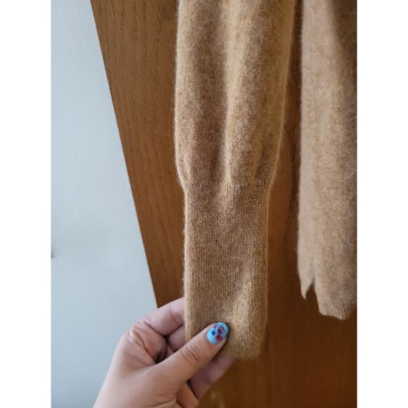 Talbots Cowlneck Pure Cashmere Tan Long Sleeve Sweater Blouse EUC Soft Medium - Picture 3 of 5